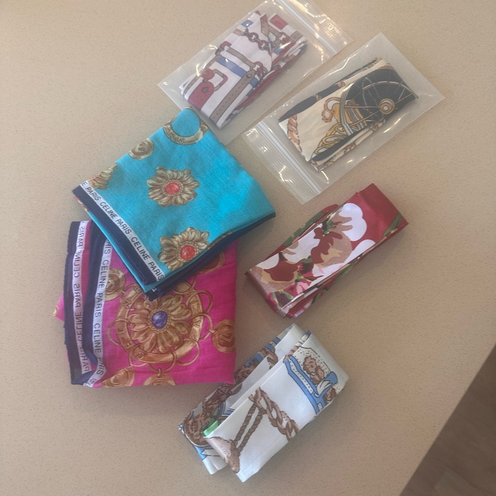 Celine Women's Pink and Blue Handkerchief Set - Picture 5 of 5